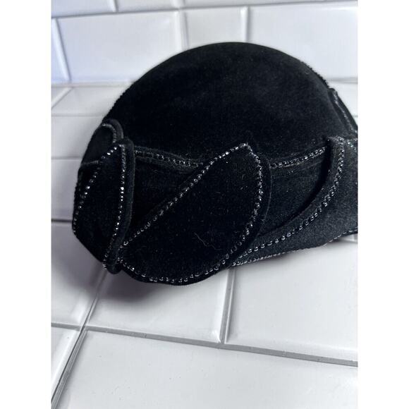 Helen Joyce Original New York Black Velour Vintage Hat With Rhinestones Fle’chet main image 13